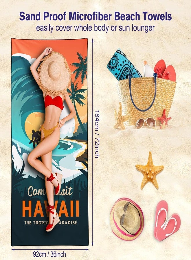 OHTMTHO Tropical Hawaii Beach Towel Extra Large 36"x72", Sand Free Quick Dry Microfiber Towels for Swimming Pool Cruise Ship Vacation Travel Camping Picnic - Image 5
